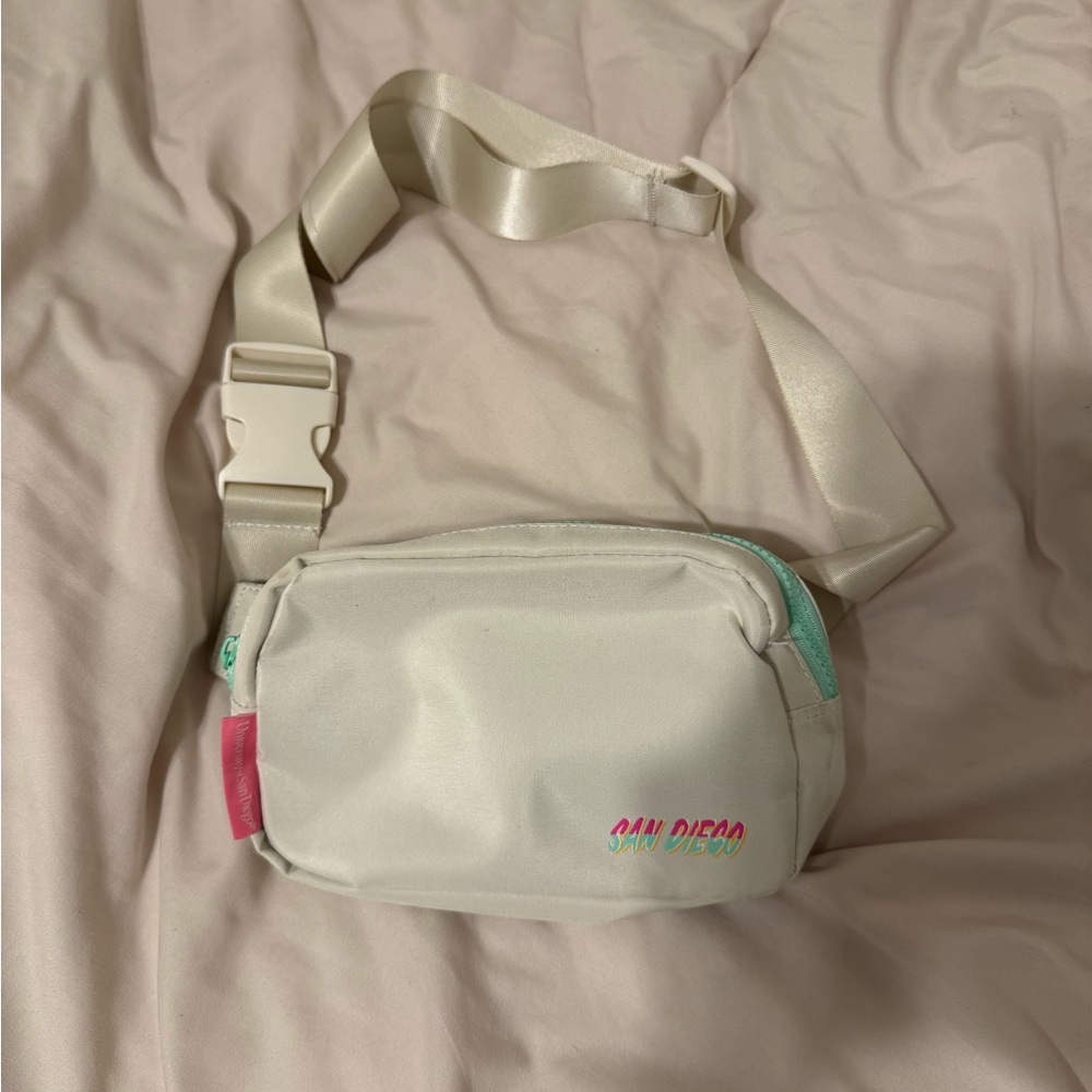 MLB Crossbody Bag in Cream with Mint and Pink Accents